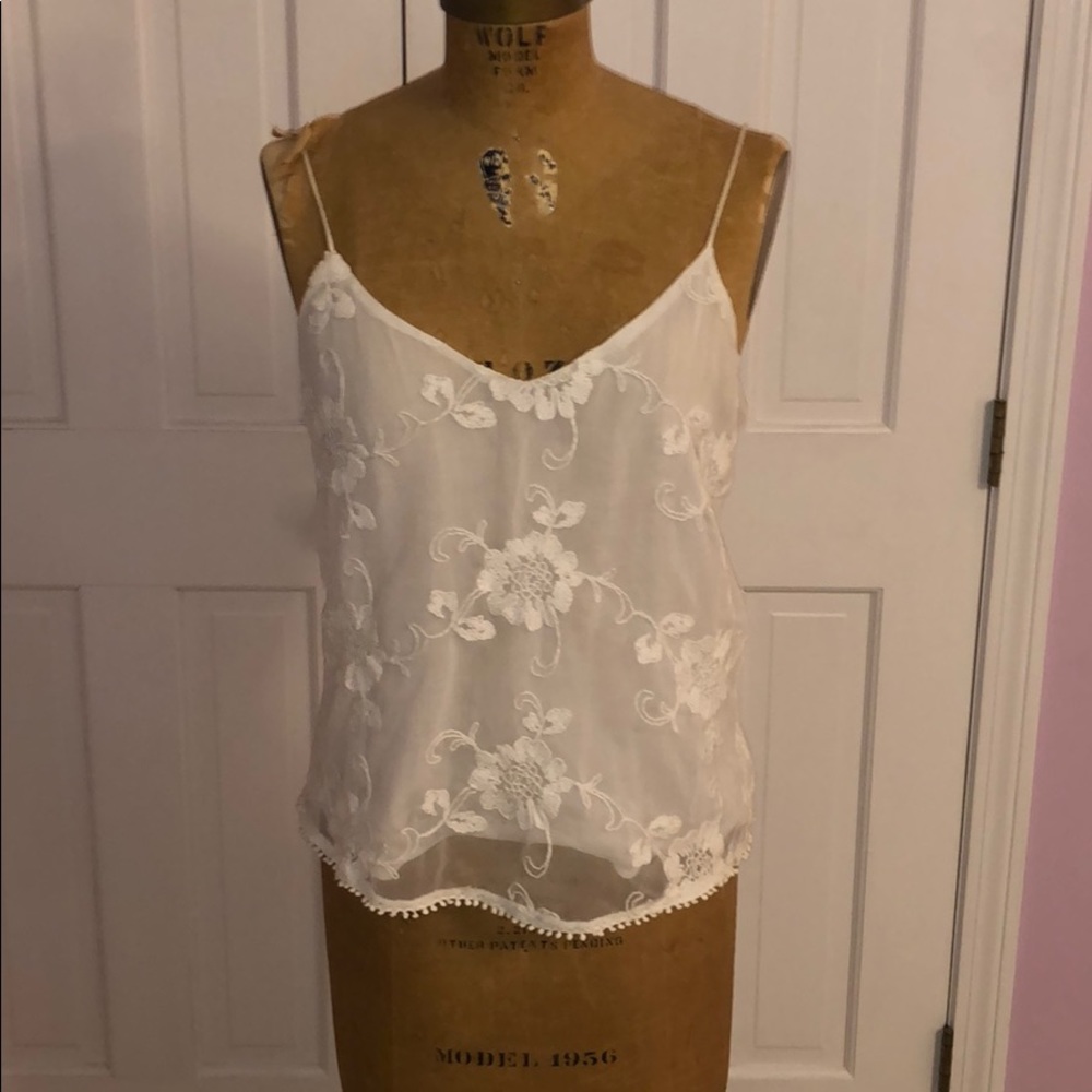white tank top with lace covering